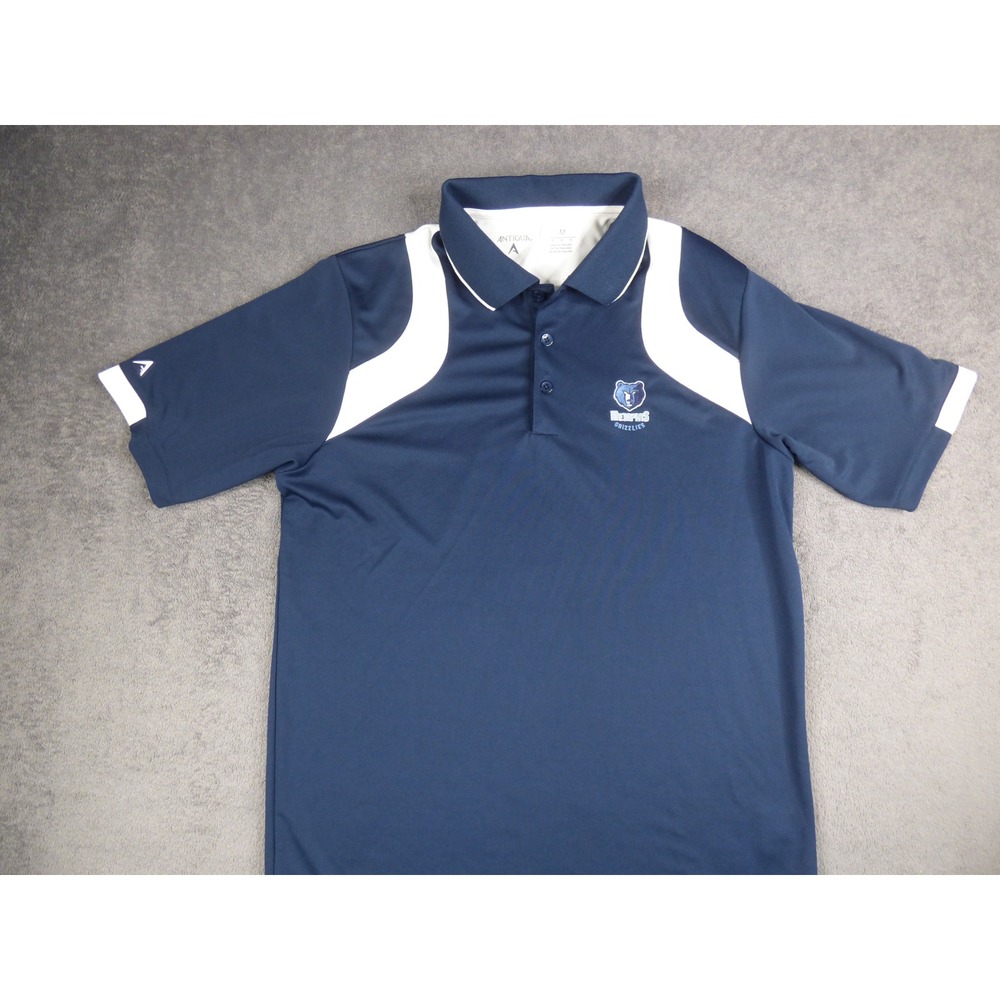 Memphis Grizzlies NBA Polo Shirt Mens Medium Navy Blue White S/S Antigua